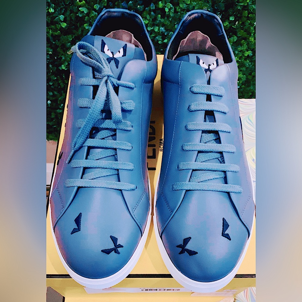 FENDI Butterfly Multicolor Bag Bugs Low-Top Storm Leather Sneakers UK12 US13 NEW